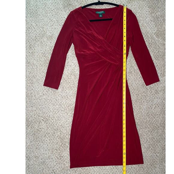 Lauren Ralph Lauren Red Quarter Sleeve - Midi Dress - Picture 8 of 13